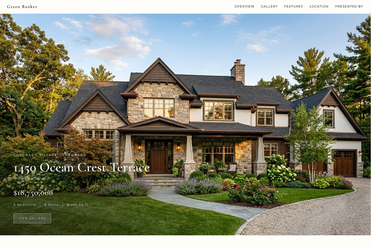 Dedicated single-property website hero